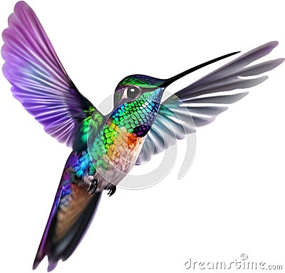 A colorful hummingbird painting. Ai-generated. Stock Photo