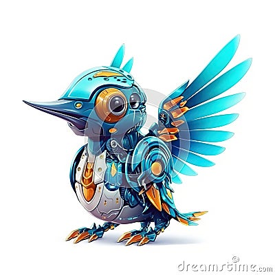 Colorful hummingbird robot, robotic bird isolated over white background. Created with generative Ai Stock Photo