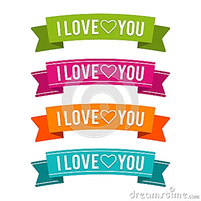 Colorful I love You ribbons. Eps10 Vector. Vector Illustration