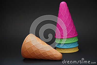 Colorful ice cornet black background Stock Photo