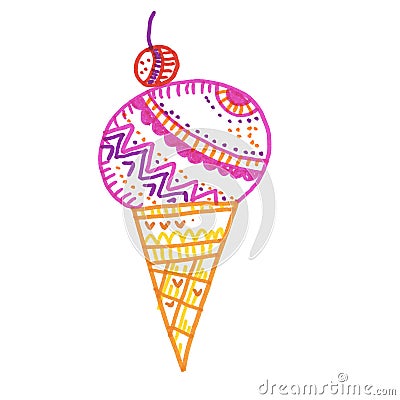 Colorful ice-cream. hand drawn color Cartoon Illustration