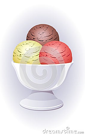 Colorful icecream in a bowl Vector Illustration