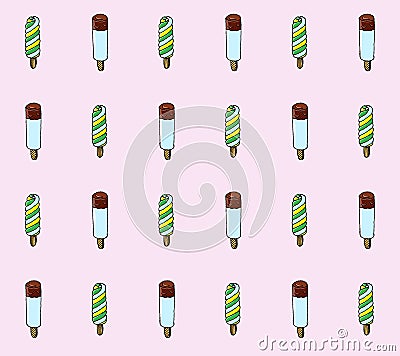 Colorful icecream seamless pattern Vector Illustration