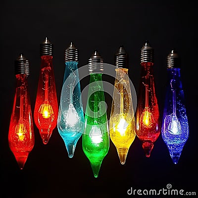 Colorful icicle incandescent bulb colors Stock Photo