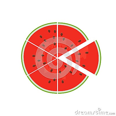 Colorful icon cut into pieces of watermelon. Vector Illustration