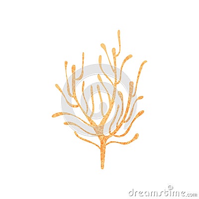 Small branching coral. Ocean plant. Nature and marine fauna. Sea life. Flat vector illustration with texture Vector Illustration