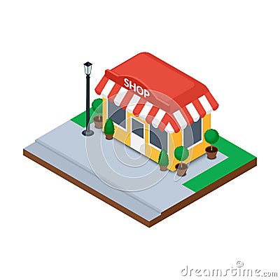 Colorful icon of a street small shop Vector Illustration