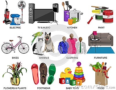 Colorful icons set for Department store Vector Illustration