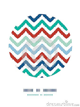 Colorful ikat chevron frame circle decor pattern Vector Illustration