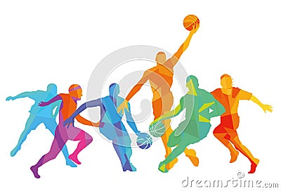 Colorful illustration of basketball players Vector Illustration