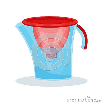 Icon of glass water filter pitcher. Kitchen utensil. Flat vector element for promo poster or banner of household store Vector Illustration