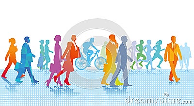 City people walking Vector Illustration