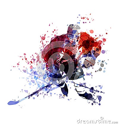 Colorful illustration of hockey player Vector Illustration