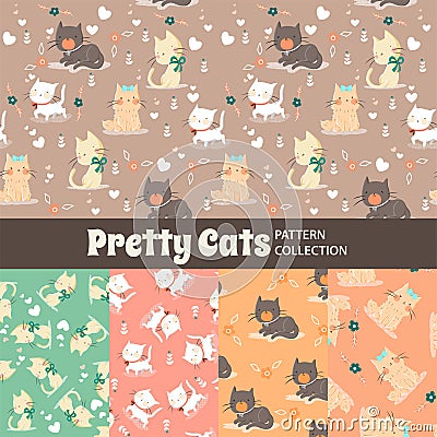 Cute Rainbow Seamless Texture Pattern Collection Vector Illustration