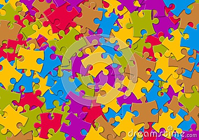 Colorful illustration scattered chaotic puzzle Cartoon Illustration