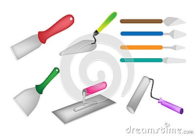 Colorful Illustration Set of Builders Tools Icon Vector Illustration