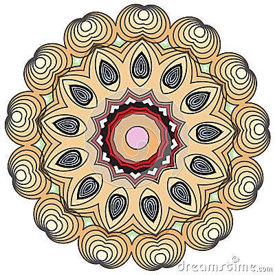 Colorful Indian kaleidoscopic and illustrative coloring mandala pattern Cartoon Illustration