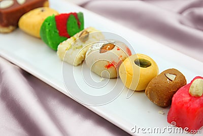 Colorful Indian sweets Stock Photo