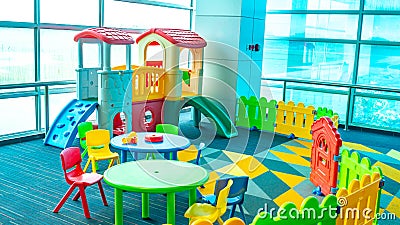 Colorful indoor playground in a public place. Editorial Stock Photo