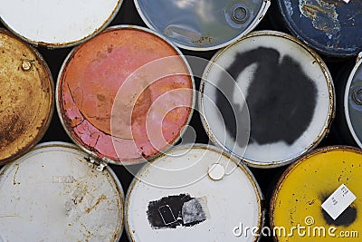 Colorful Industrial Barrels Stock Photo