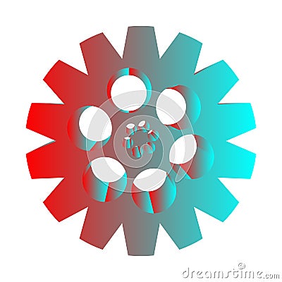 Colorful Industrial Gear Wheel. Vector Illustration