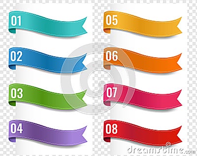 Colorful Infografic Ribbon Set Isolated Transparent Background Vector Illustration