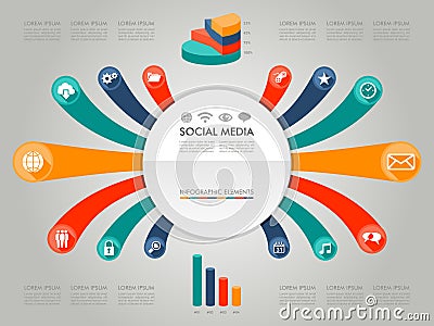 Colorful Infographic diagram social media icons il Vector Illustration