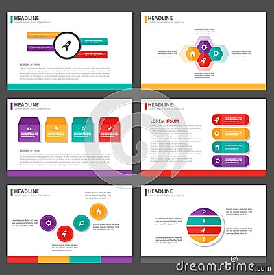 Colorful Infographic elements presentation template flat design set for brochure flyer leaflet marketing Vector Illustration