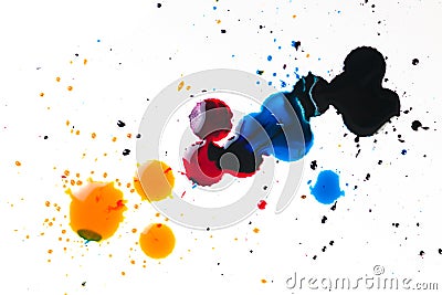 Colorful ink blot on white Stock Photo