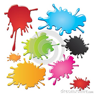 Colorful ink splashes Vector Illustration