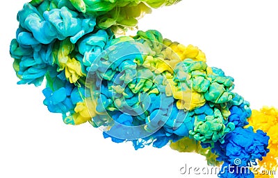 Colorful ink in water isolated on white. Abstract acrylic background. Color Paint liquid Stock Photo