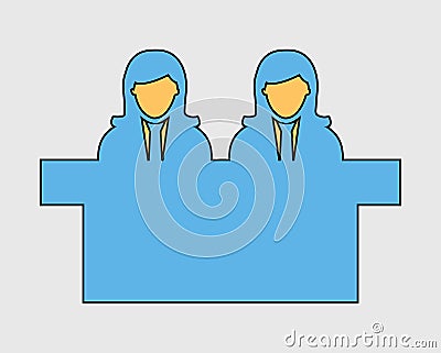 Colorful Interview Panel Icon with desk Vector Illustration