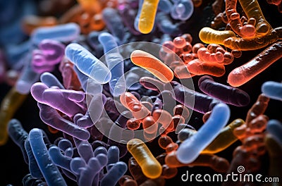 Colorful intestinal bacteria close-up Stock Photo