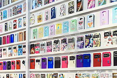 Colorful iPhone And Samsung Phone Cases For Sale In Mobile Phones Stores Editorial Stock Photo