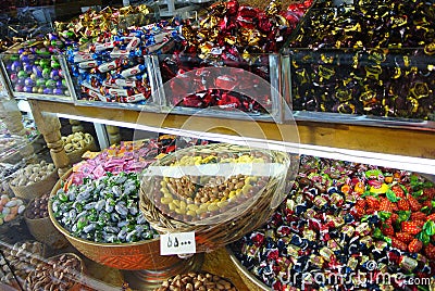 Colorful of Iranian sweets in a shop, Iran. Editorial Stock Photo