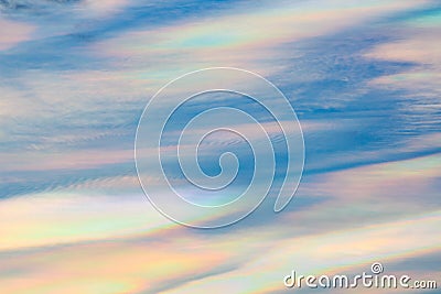 Colorful iridescent cloud, Beautiful Rainbow cloud. Stock Photo