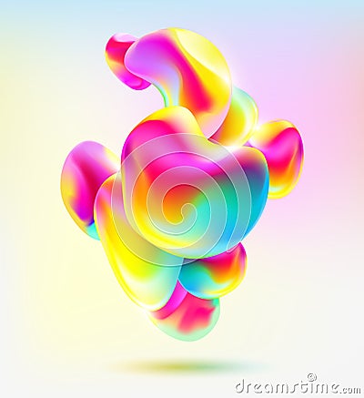 Set of isolated holographic liquid bubbles Vector Illustration