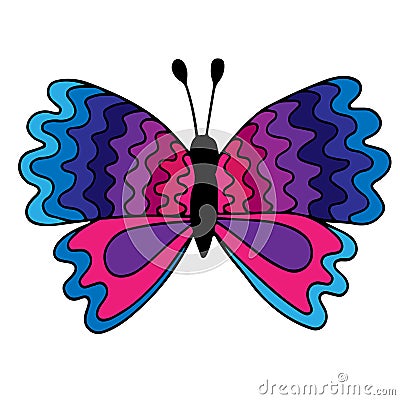 Colorful isolated butterfly with abstract pattern on the wing for tattoo, coloring book Vector Illustration