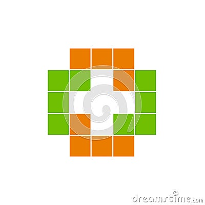 Colorful isolated mosaic cross logo. Tile element. Religious sign Vector Illustration