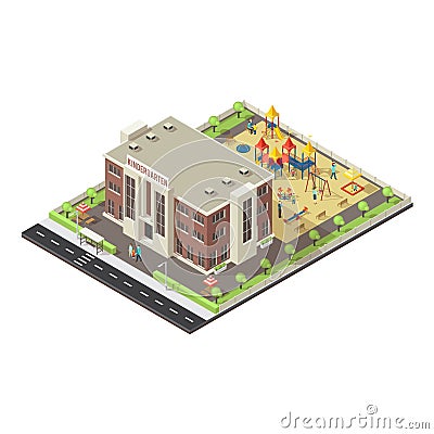 Colorful Isometric Children Playground Concept Vector Illustration