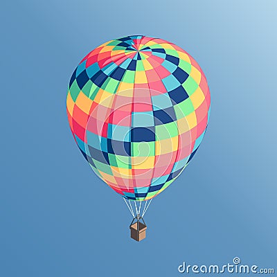 Colorful isometric hot air balloon Vector Illustration