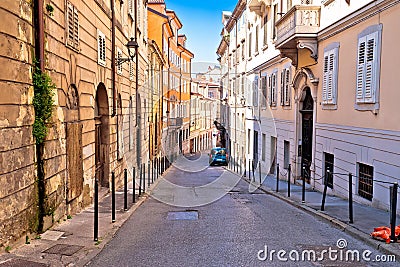 Colorful Italian narow street in Trieste view Stock Photo