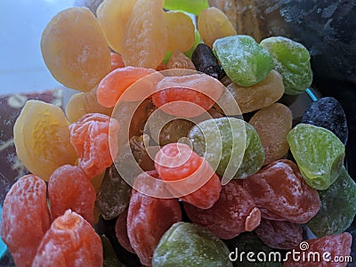 Colorful jellybean candy in a jar Stock Photo