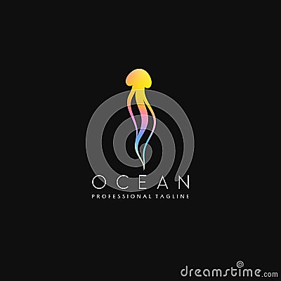 Colorful jellyfish. Logo template Vector Illustration
