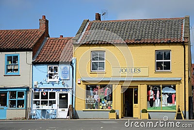 Colorful Joules country lifestyle clothing store and adjacent tea room, cafe Editorial Stock Photo