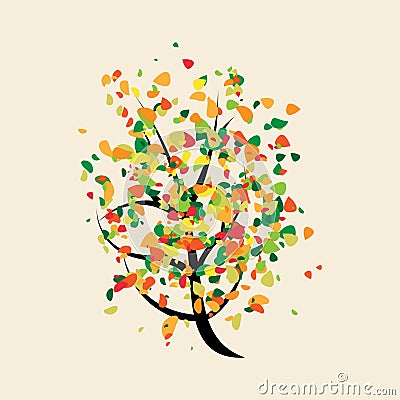 Colorful joyful buoyant tree Vector Illustration