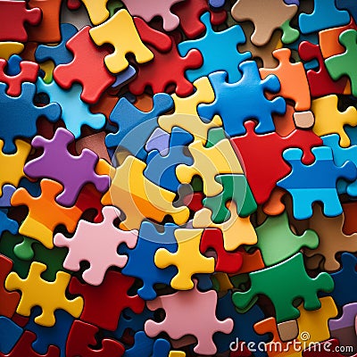 Colorful Joyous Jigsaw Puzzle with Everyday Household Objects Stock Photo