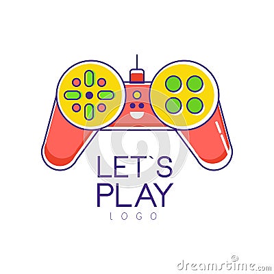 Colorful joystick logo. Gamepad. Creative vector design for games store or developers company. Entertainment concept Vector Illustration