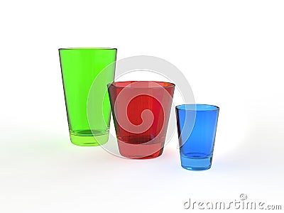 Colorful juice glasses - side view Stock Photo