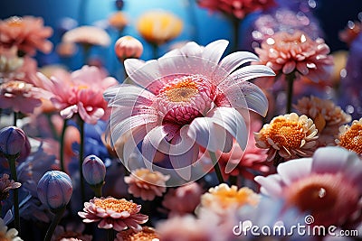 colorful juicy fresh flowers generative ai Stock Photo